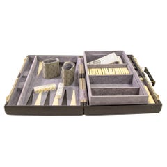 Vintage Backgammon Dominos Briefcase with Multiple Game Set