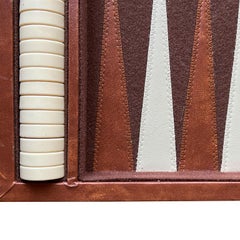 Vintage Backgammon Game Board and Carrying Case in Brown and White