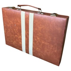 Retro Backgammon Game Board and Carrying Case in Brown and White