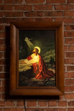 Vintage Backlit “Christ in Gethsemane” Wall Panel