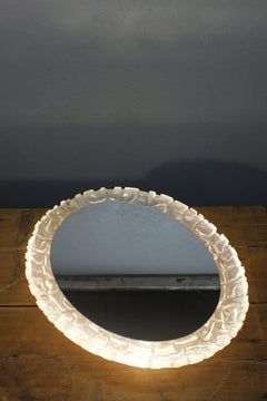 Vintage backlit mirror in frosted resin, 1970s