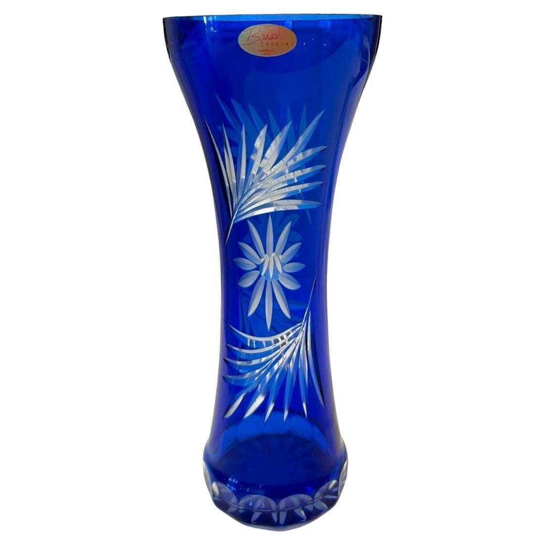 Vase cannelé Badash bleu cobalt taillé à la main ~ URSS en vente
