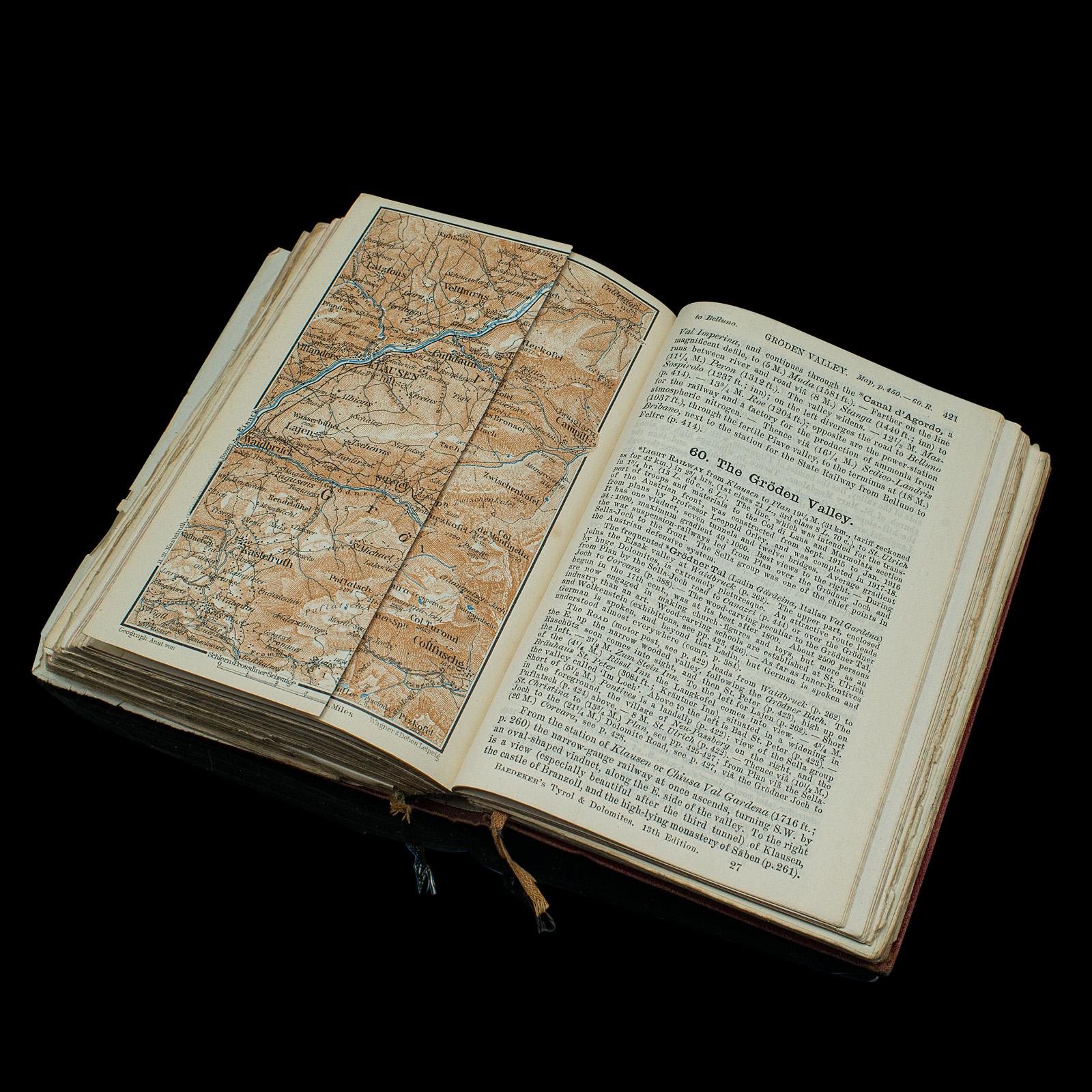 Papier Baedeker's Guide, Tyrol & Dolomites, langue anglaise, publié en 1927 en vente