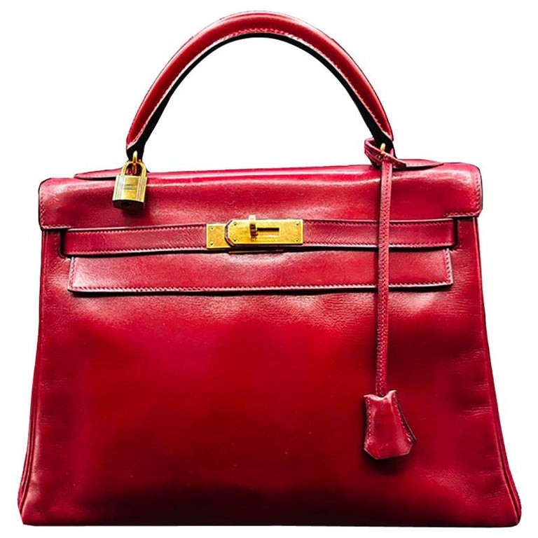 Vintage Bag Hermès Kelly 32cm Red/Burgundy at 1stDibs