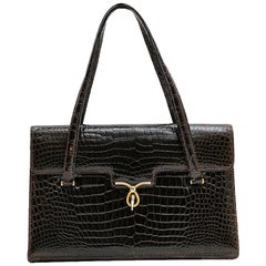 Vintage Bag in Brown Crocodile Porosus Leather