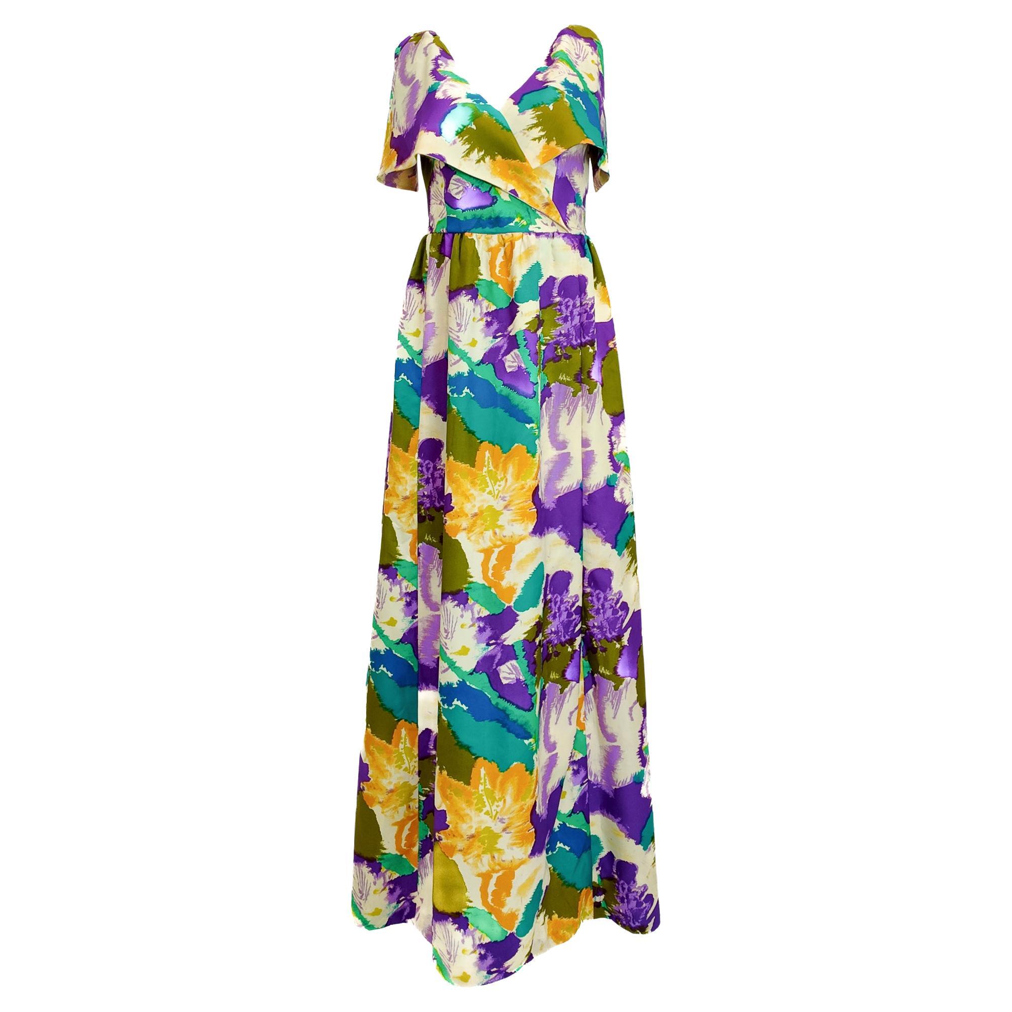 Vintage Bagatela Valencia Años 60 Vestido Acuarela Multicolor