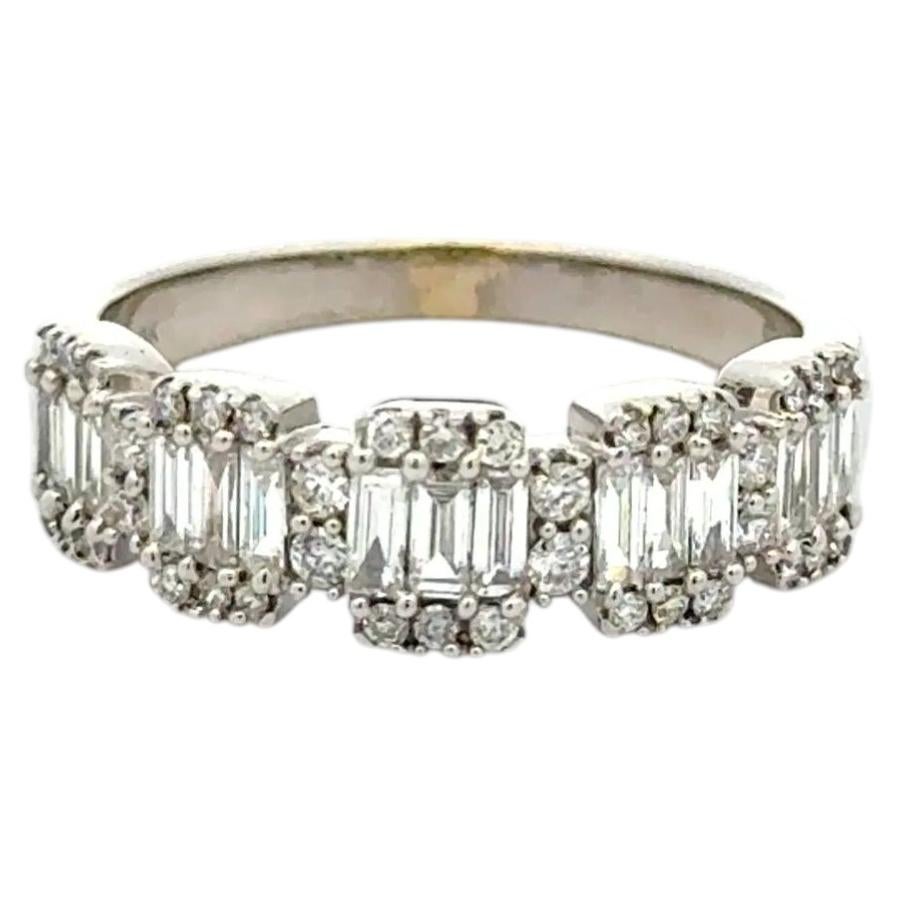Vintage Baguette and RBC Diamond Gold Cluster Band Ring Estate Fine Jewelry