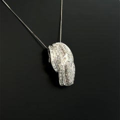 Vintage Baguette and RBC Diamond Gold Cluster Pendant Necklace