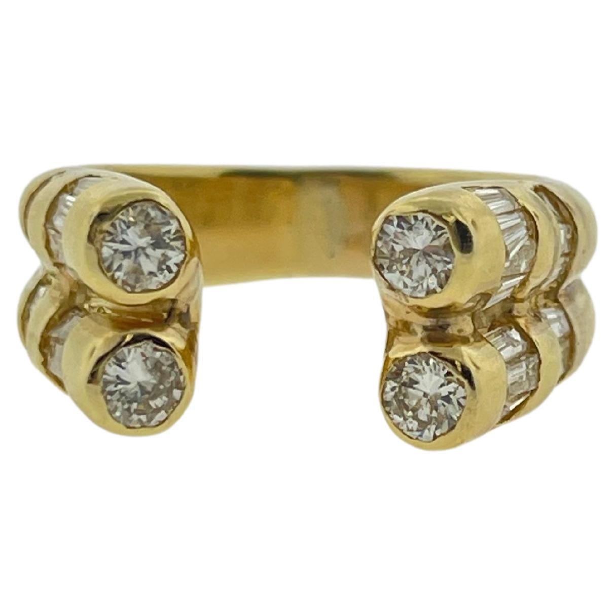 Vintage Baguette and Round Diamond Ring For Sale