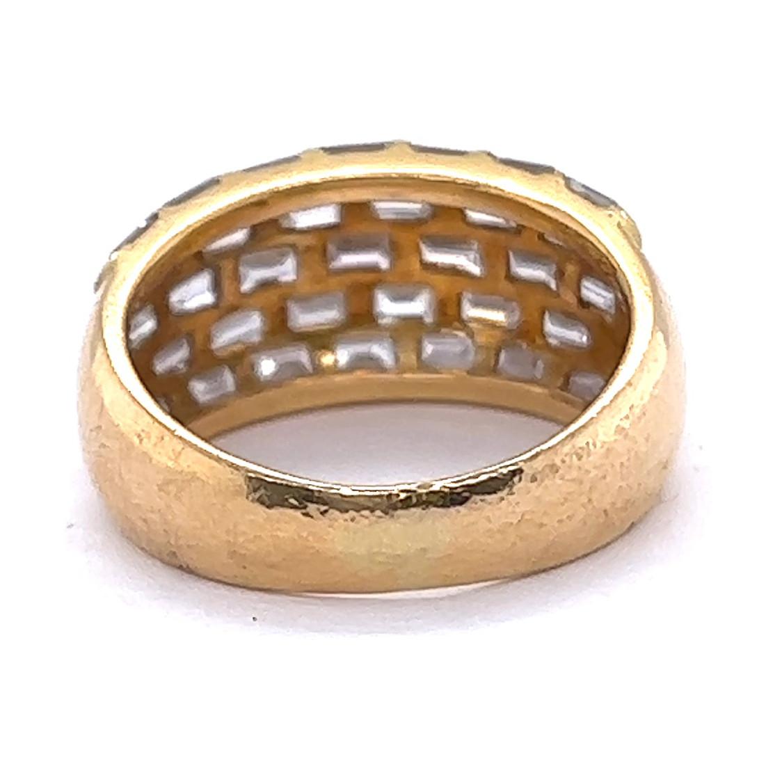 Vintage Baguette Cut Diamond 18 Karat Gold Dome Ring 2