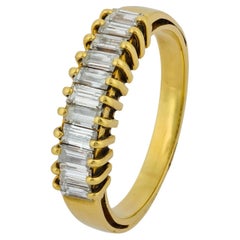 Vintage baguette cut diamond 18k yellow gold band