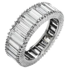 Vintage Baguette Cut Diamond Platinum Graduated Eternity Wedding Band Ring
