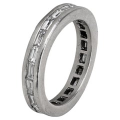 Vintage baguette cut diamond platinum wedding band