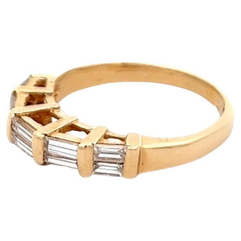 Vintage Baguette Diamond 14 Karat Yellow Gold Ring For Sale at 1stDibs
