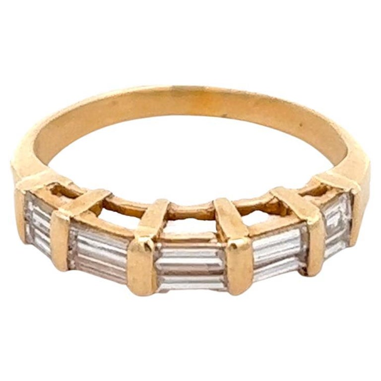Vintage Baguette Diamond 14 Karat Yellow Gold Ring For Sale at 1stDibs
