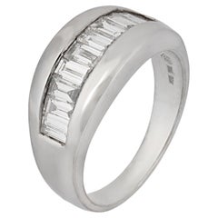 Vintage 18k Weißgold Baguette Diamant Band Ring, 1990er Jahre Design