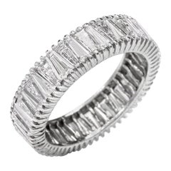 Vintage Baguette Diamond Eternity Platinum Band Ring