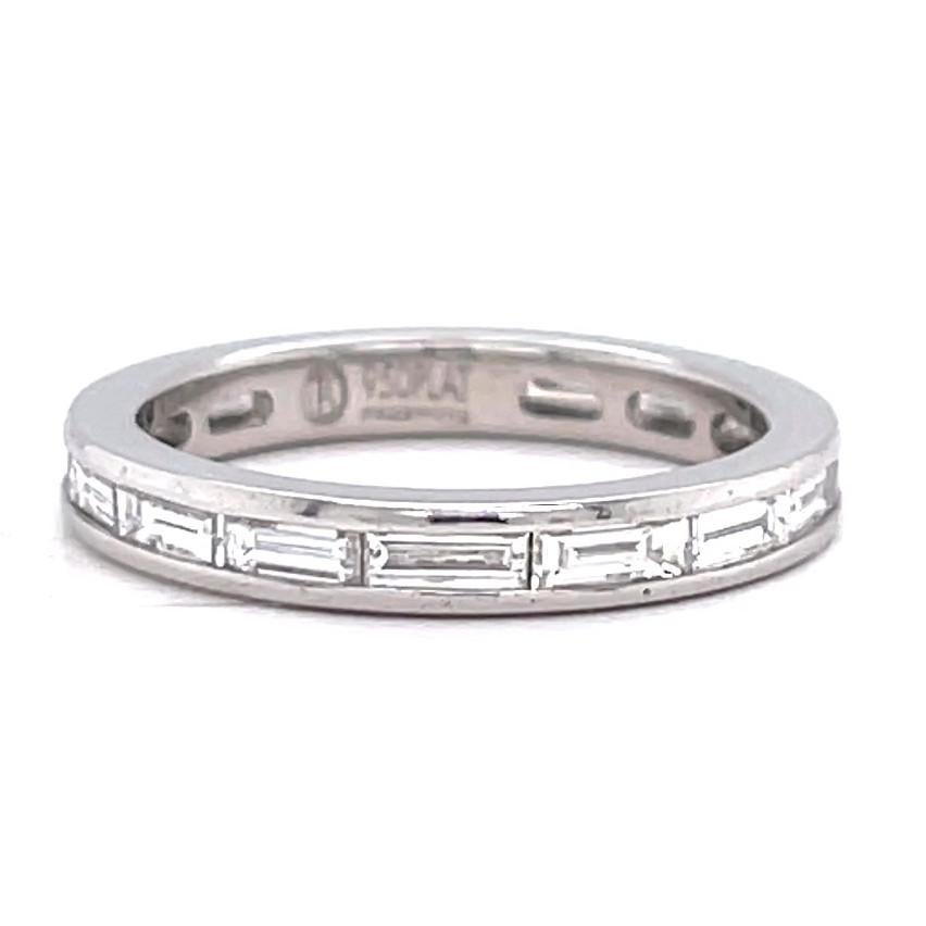 Women's or Men's Vintage Baguette Diamond Platinum Eternity Ring