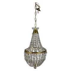 Lampadario vintage con pendenti in cristallo stile baguette