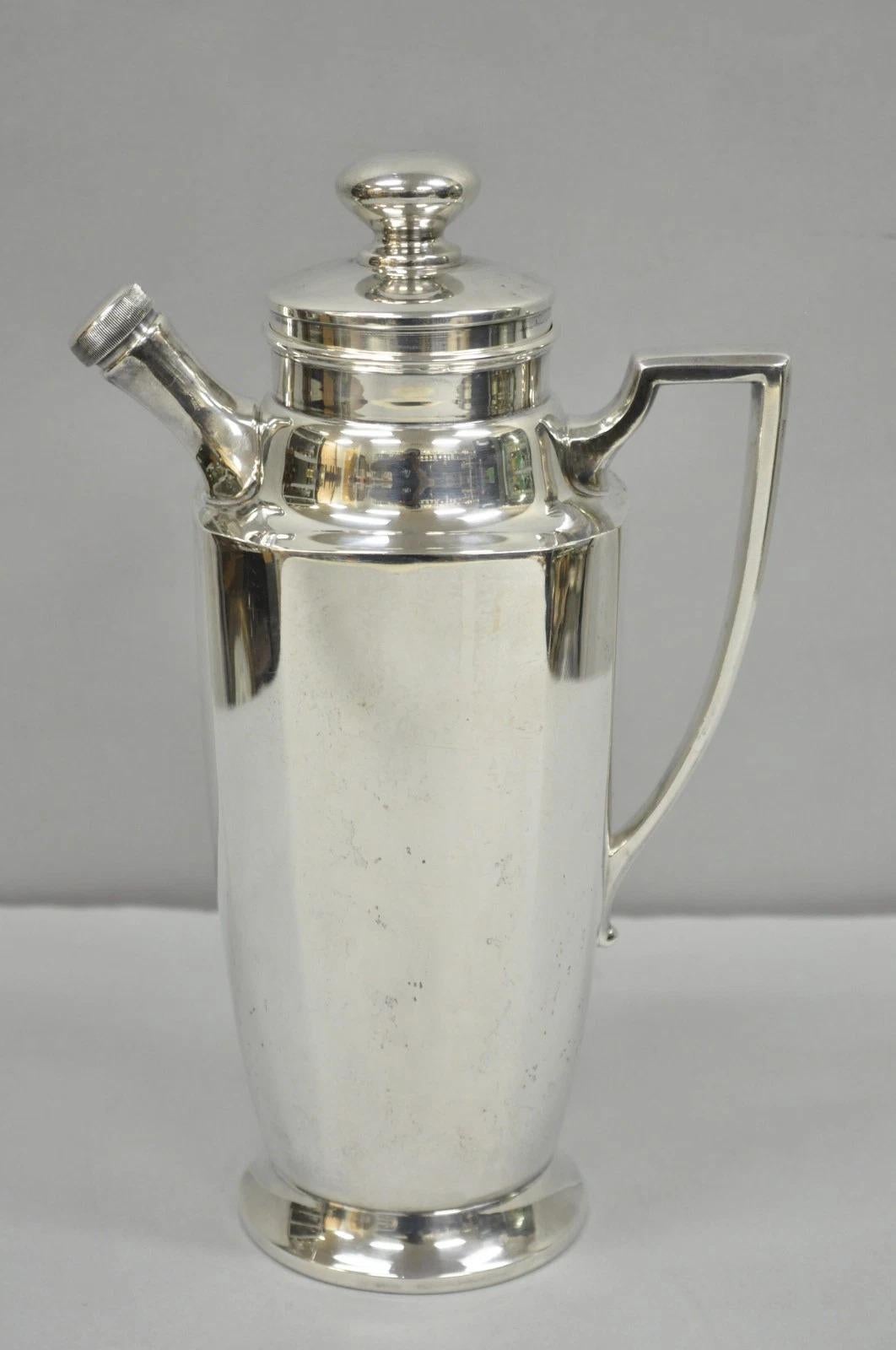 Vintage Bailey Banks & Biddle Art Deco Silver Plated Martini Cocktail Shaker For Sale 6