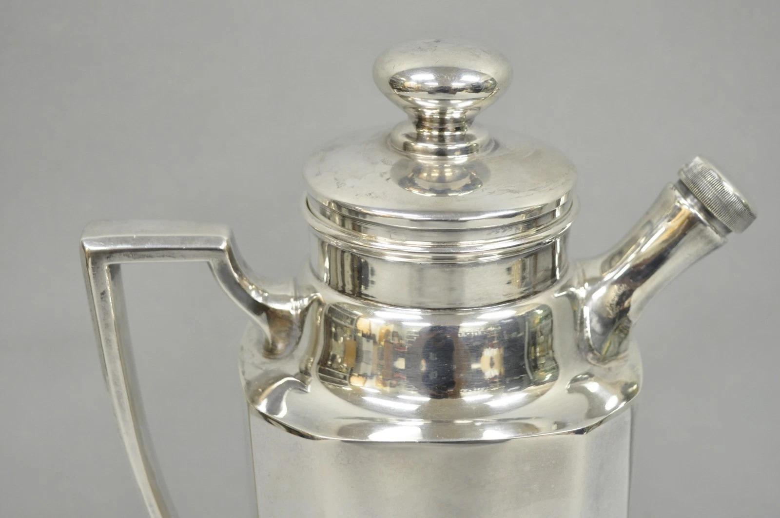 Unknown Vintage Bailey Banks & Biddle Art Deco Silver Plated Martini Cocktail Shaker For Sale