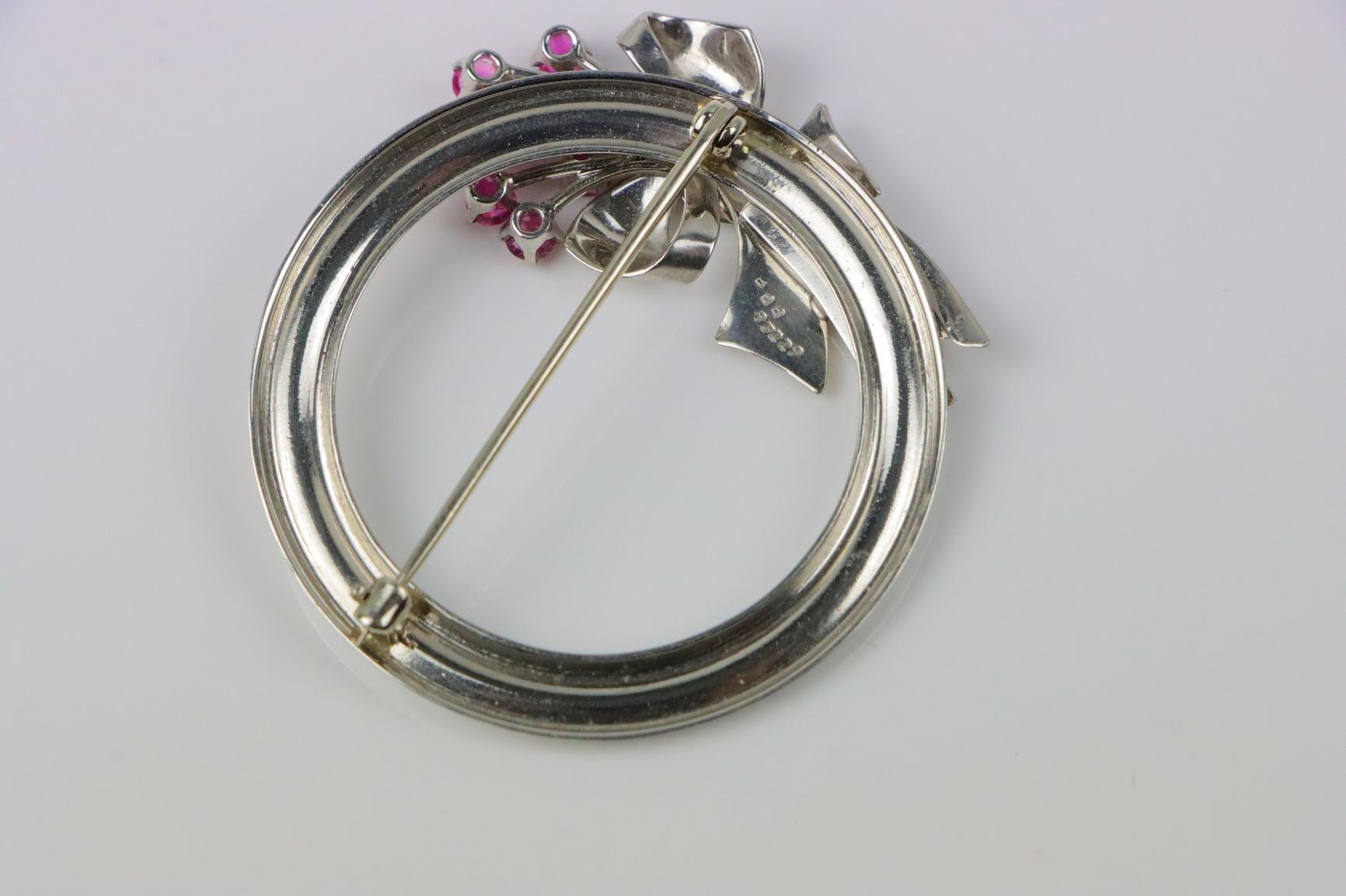 Vintage Bailey Banks & Biddle Ruby Platinum Diamond Brooch 4