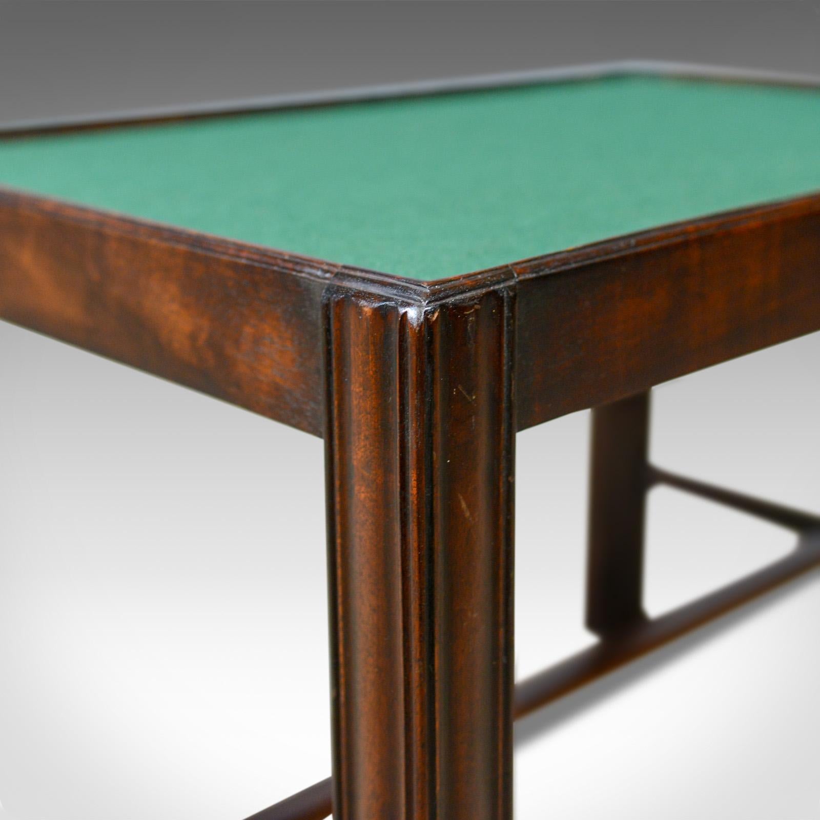 Vintage, Baize Top Side Table, English, Mahogany, Late 20th Century For Sale 1