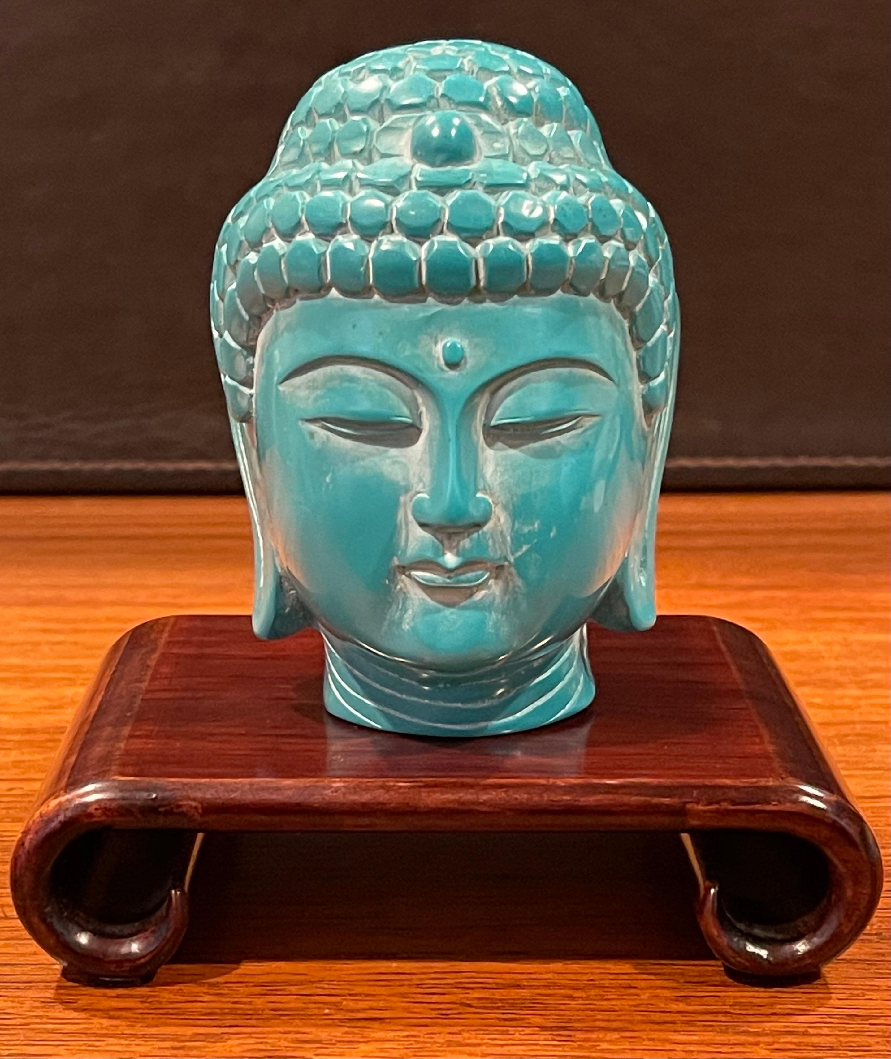 Vintage Bakelite Buddha Head on Rosewood Stand For Sale 2