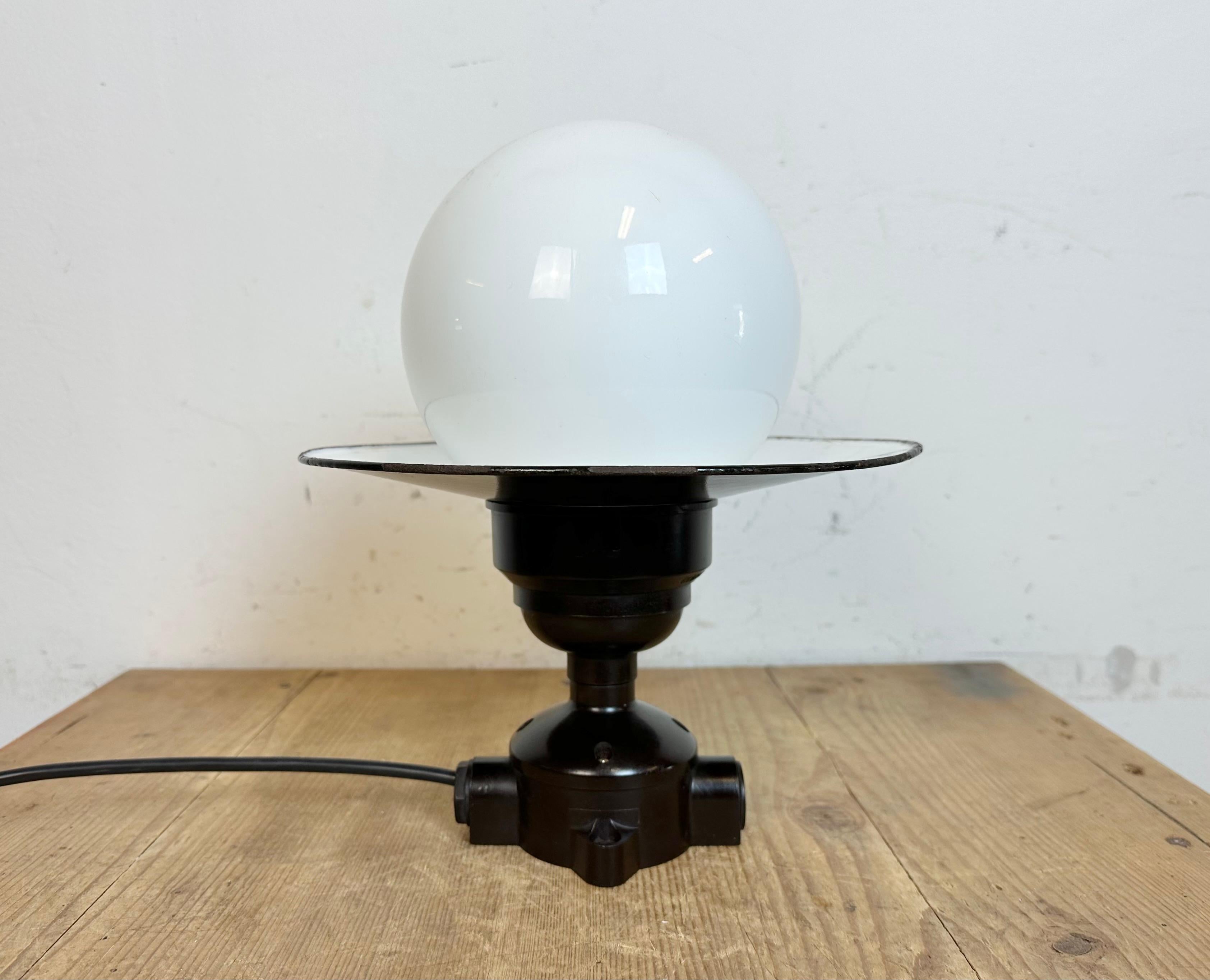 Industrial Vintage Bakelite Ceiling Light with Enamel Shade, 1960s For Sale