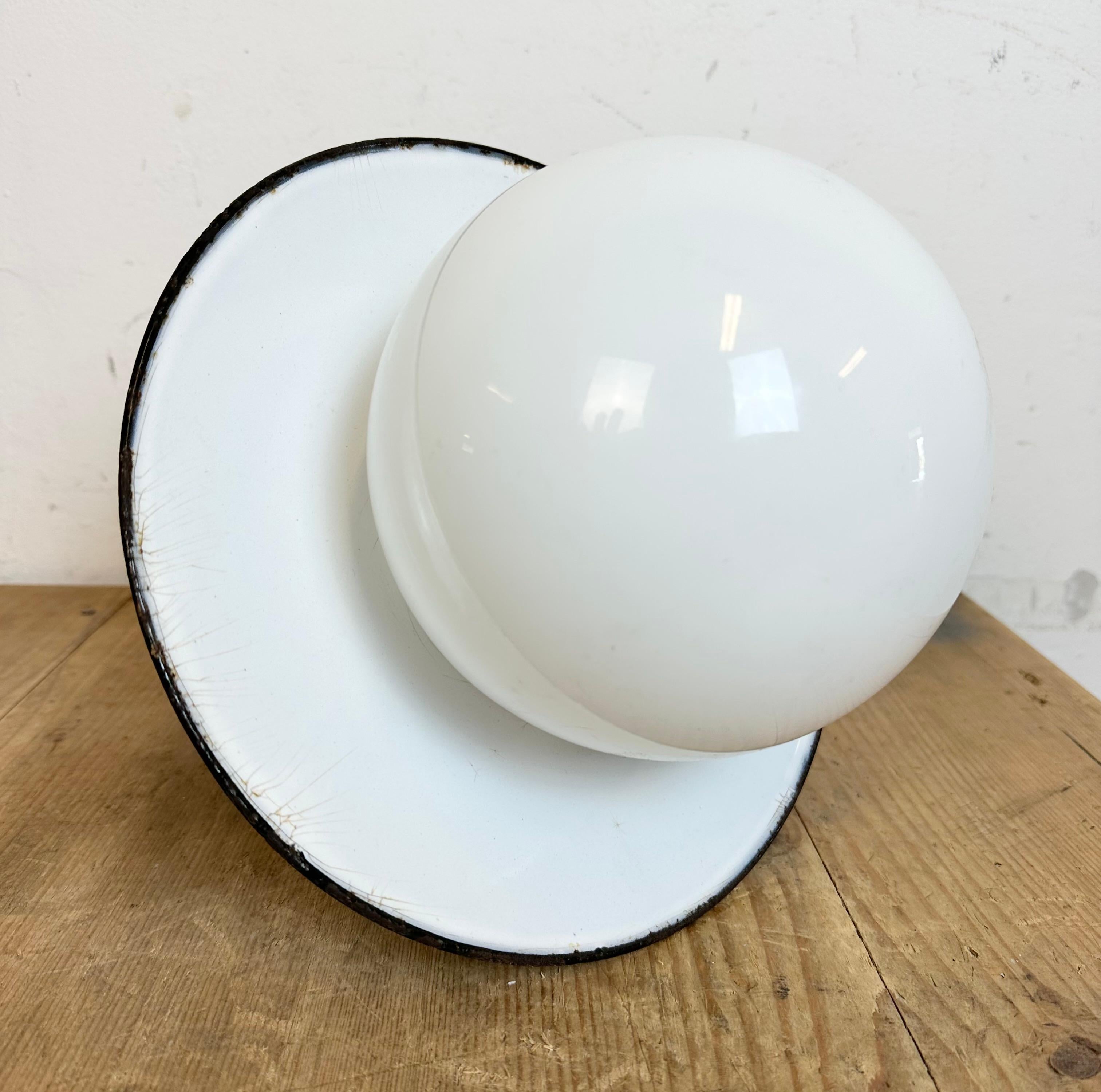 20th Century Vintage Bakelite Ceiling Light with Enamel Shade, 1960s For Sale