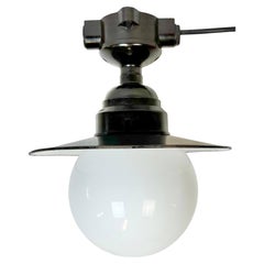 Retro Bakelite Ceiling Light with Enamel Shade, 1960s