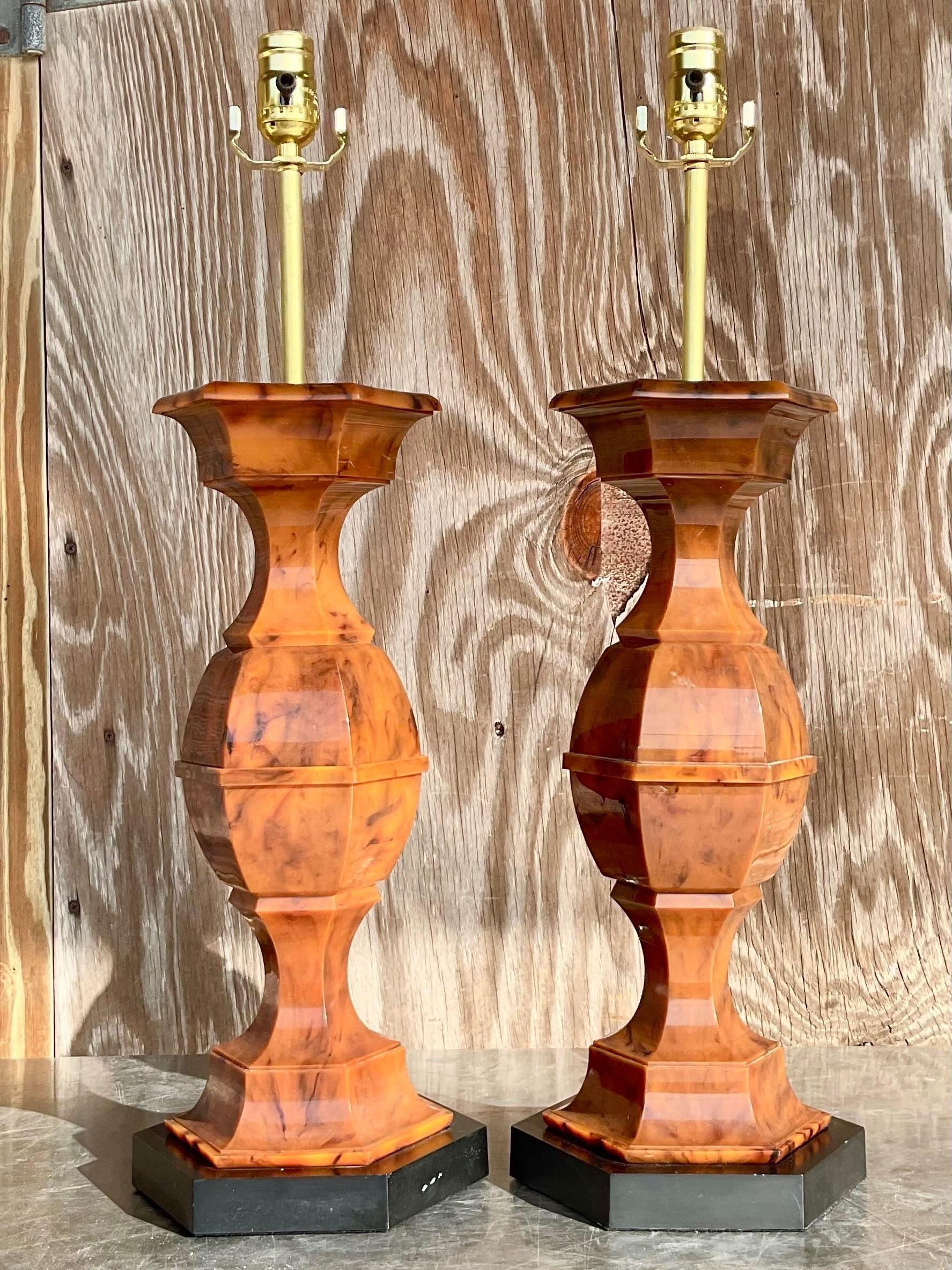 Vintage Bakelite Hourglass Lamp - a Pair 2