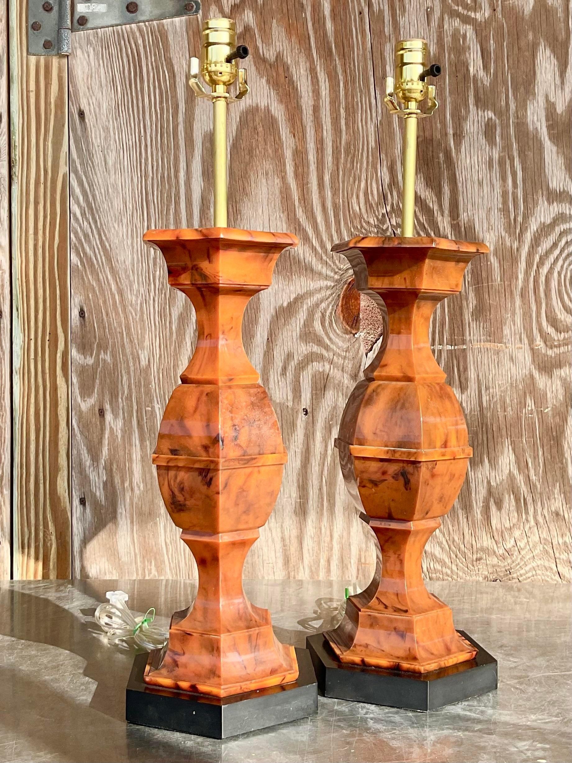 Vintage Bakelite Hourglass Lamp - a Pair 3