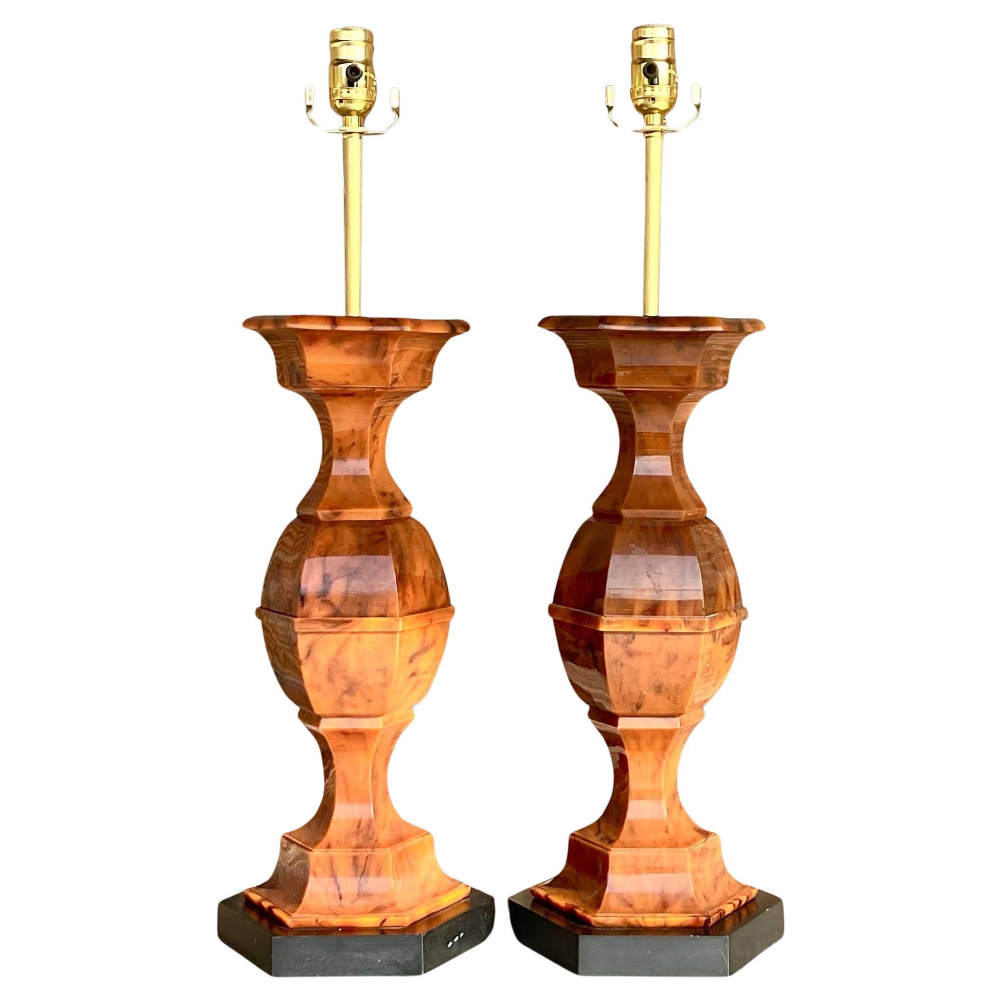 Vintage Bakelite Hourglass Lamp - a Pair