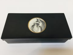 Vintage Bakelite Trinket Hinged Box Couroc of Monterey, Scottish Terrier Inlaid