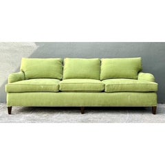 Vintage Baker Chartreuse Roll Arm Sofa