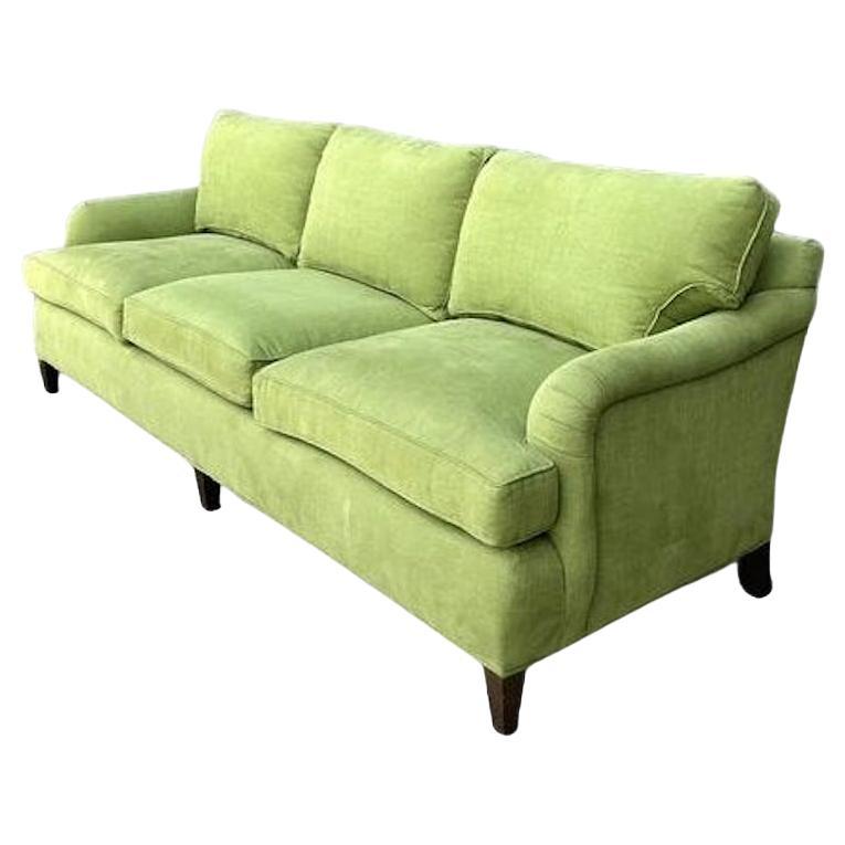 Vintage Baker Chartreuse Roll Arm Sofa For Sale