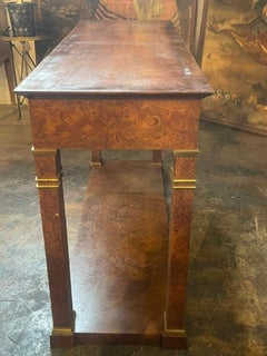 Console Vintage Baker en bois de ronce de style Empire