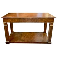 Console Vintage Baker en bois de ronce de style Empire
