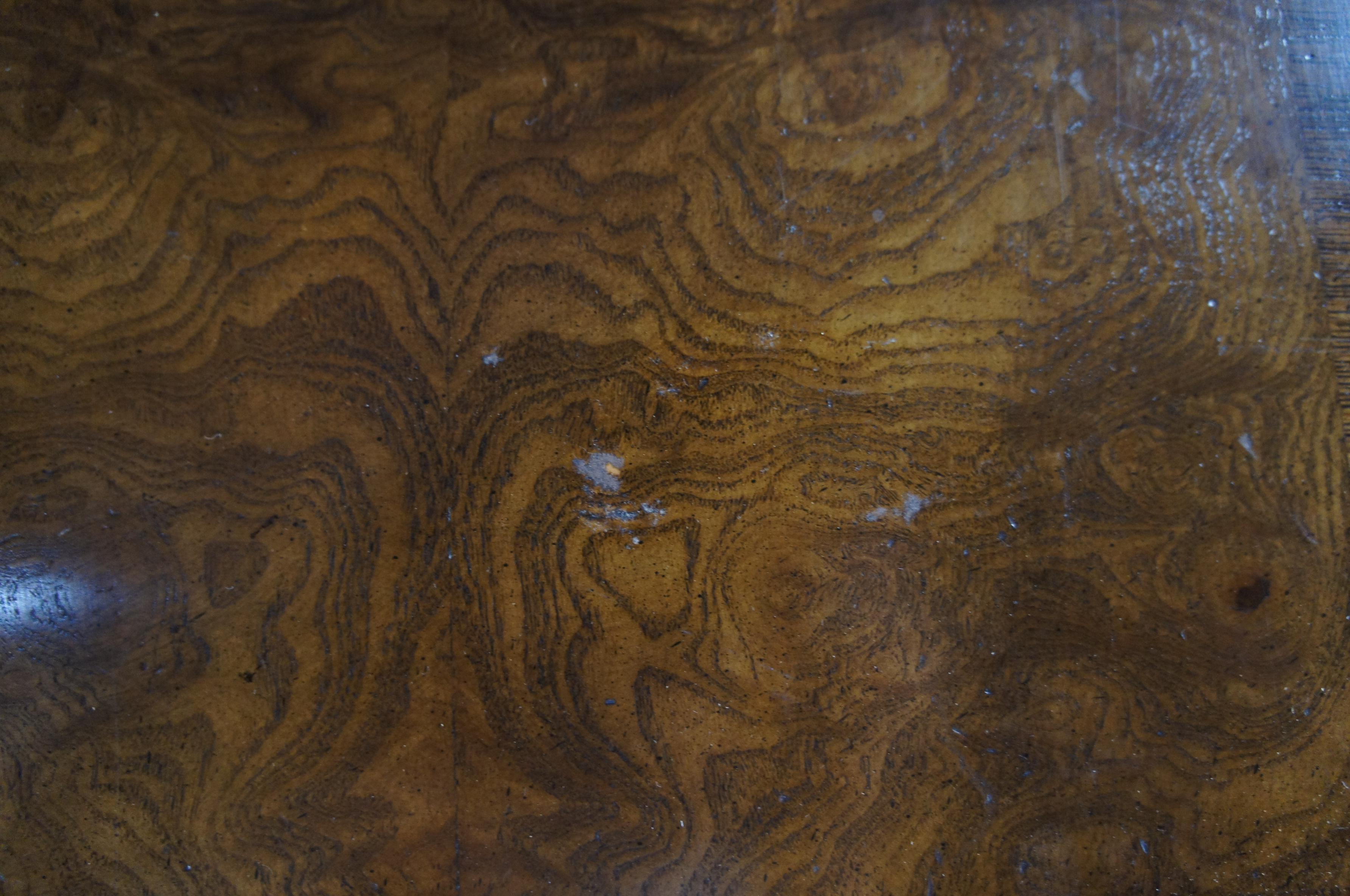 Vintage Baker English Chippendale Style Walnut Burl Bedside Table Nightstand 25