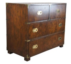 Vintage Baker Far East European Walnut Anglo Indian Campaign Chest Dresser 40"