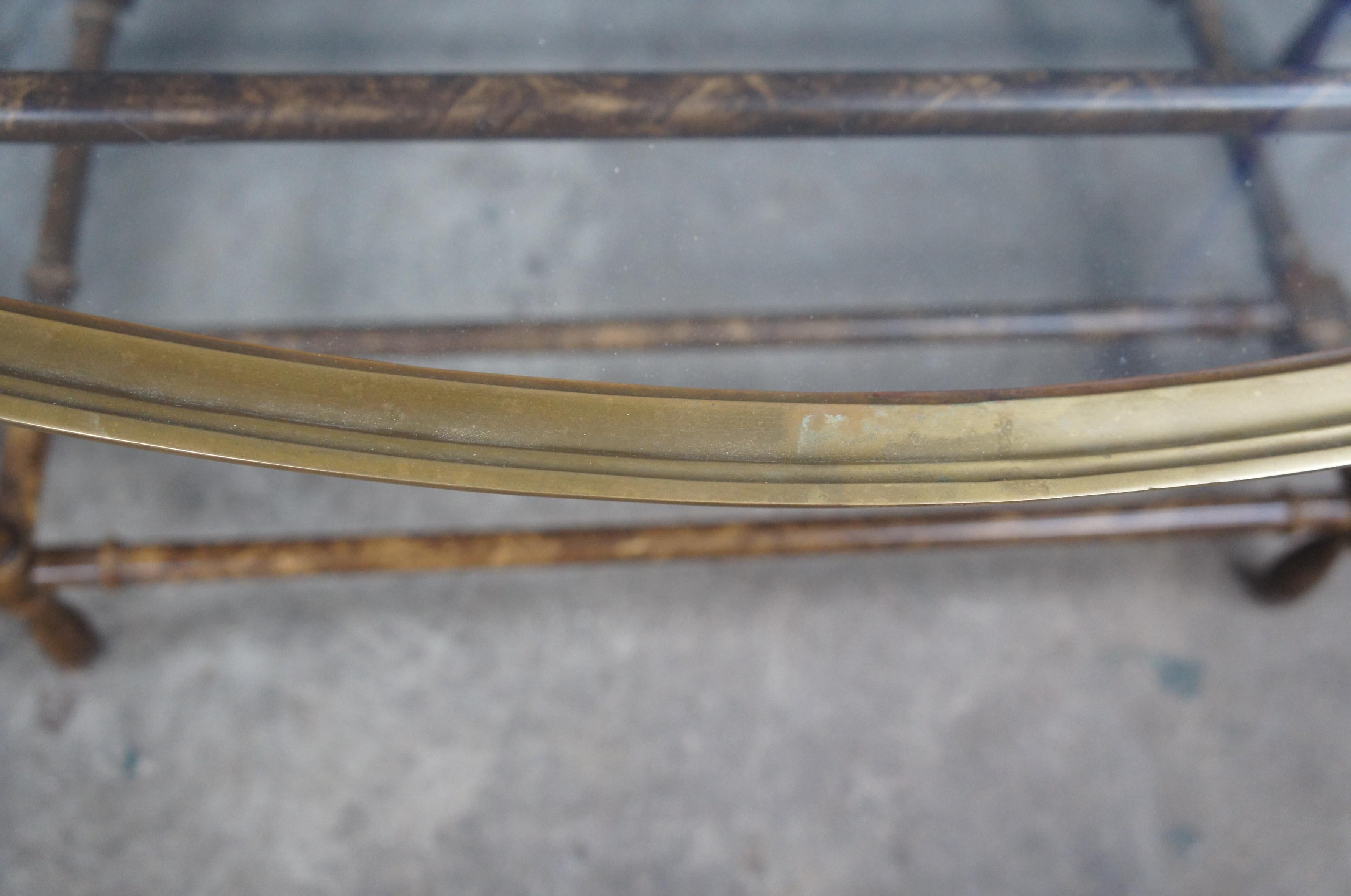 Vintage Baker Faux Bamboo Tortoiseshell Brass Oval Coffee Table 45
