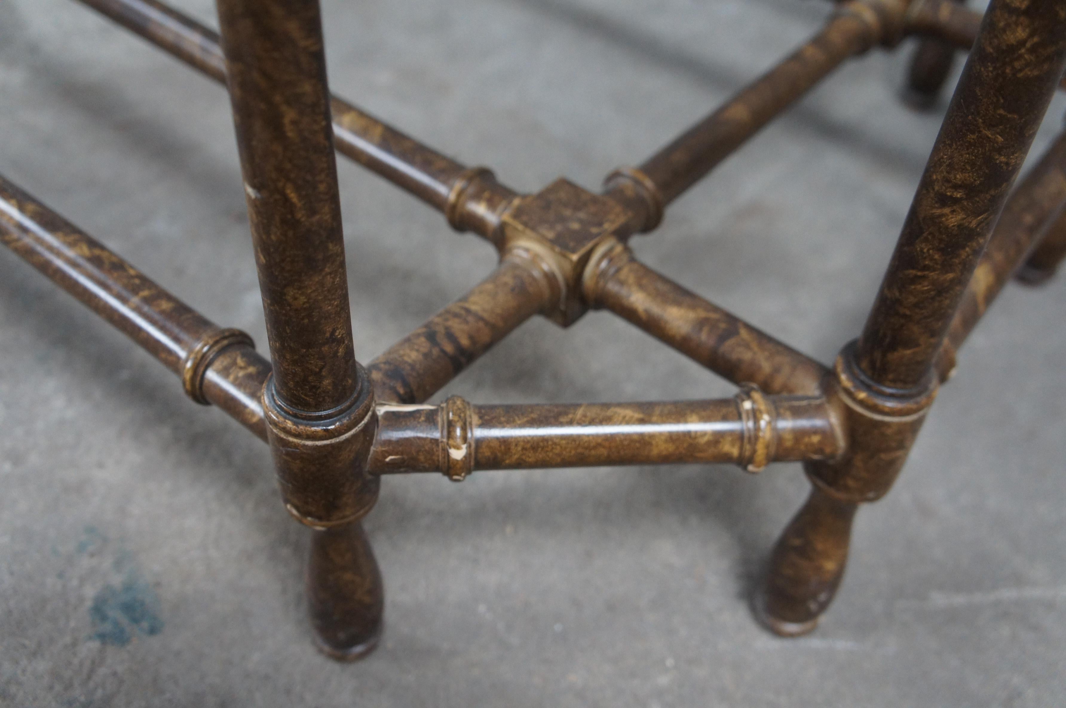 Vintage Baker Faux Bamboo Tortoiseshell Brass Oval Coffee Table 45
