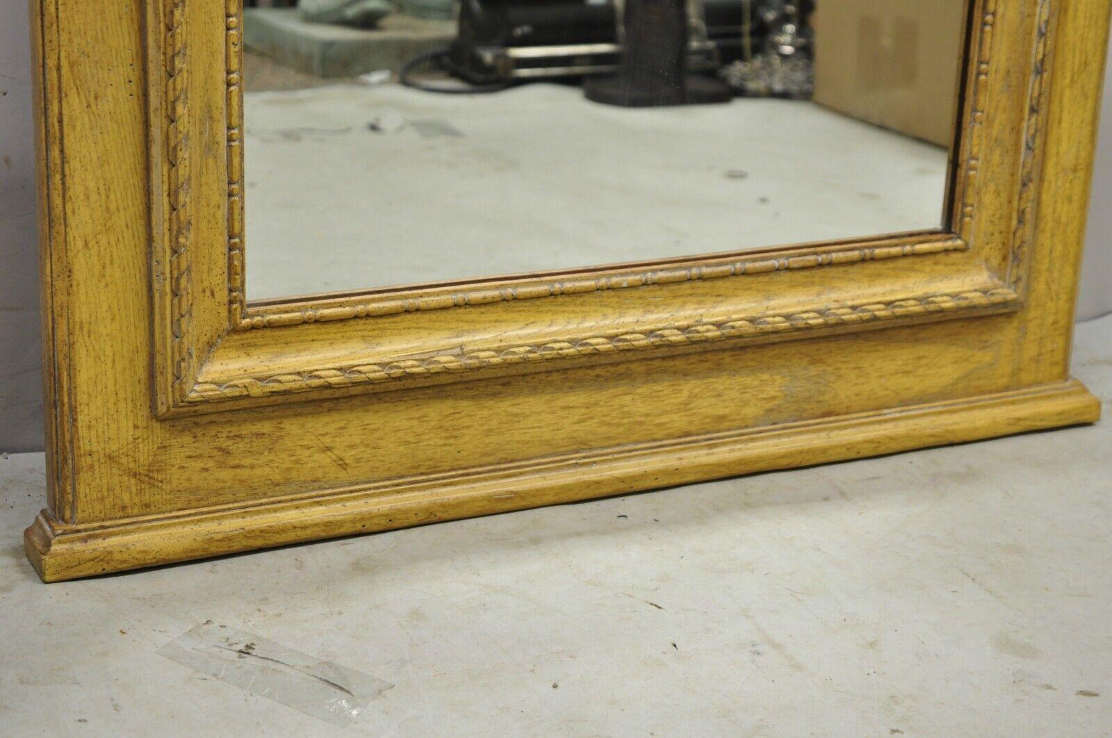 Vintage Baker French Country Provincial Oak Wood Trumeau Wall Mirror For Sale 2