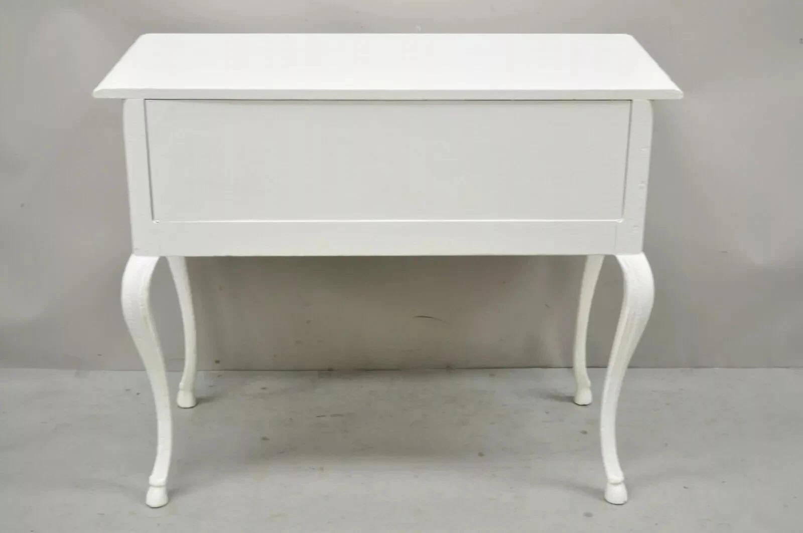 Vintage Baker French Country Regency Hoof Foot White One Drawer Console Table For Sale 6