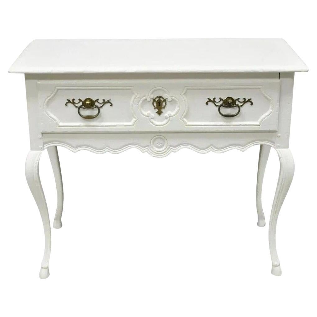 Vintage Baker French Country Regency Hoof Foot White One Drawer Console Table
