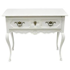 Vintage Baker French Country Regency Hoof Foot White One Drawer Console Table