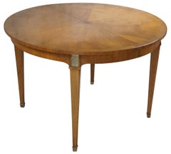 Vintage Baker French Directoire European Walnut Round Dining Breakfast Table
