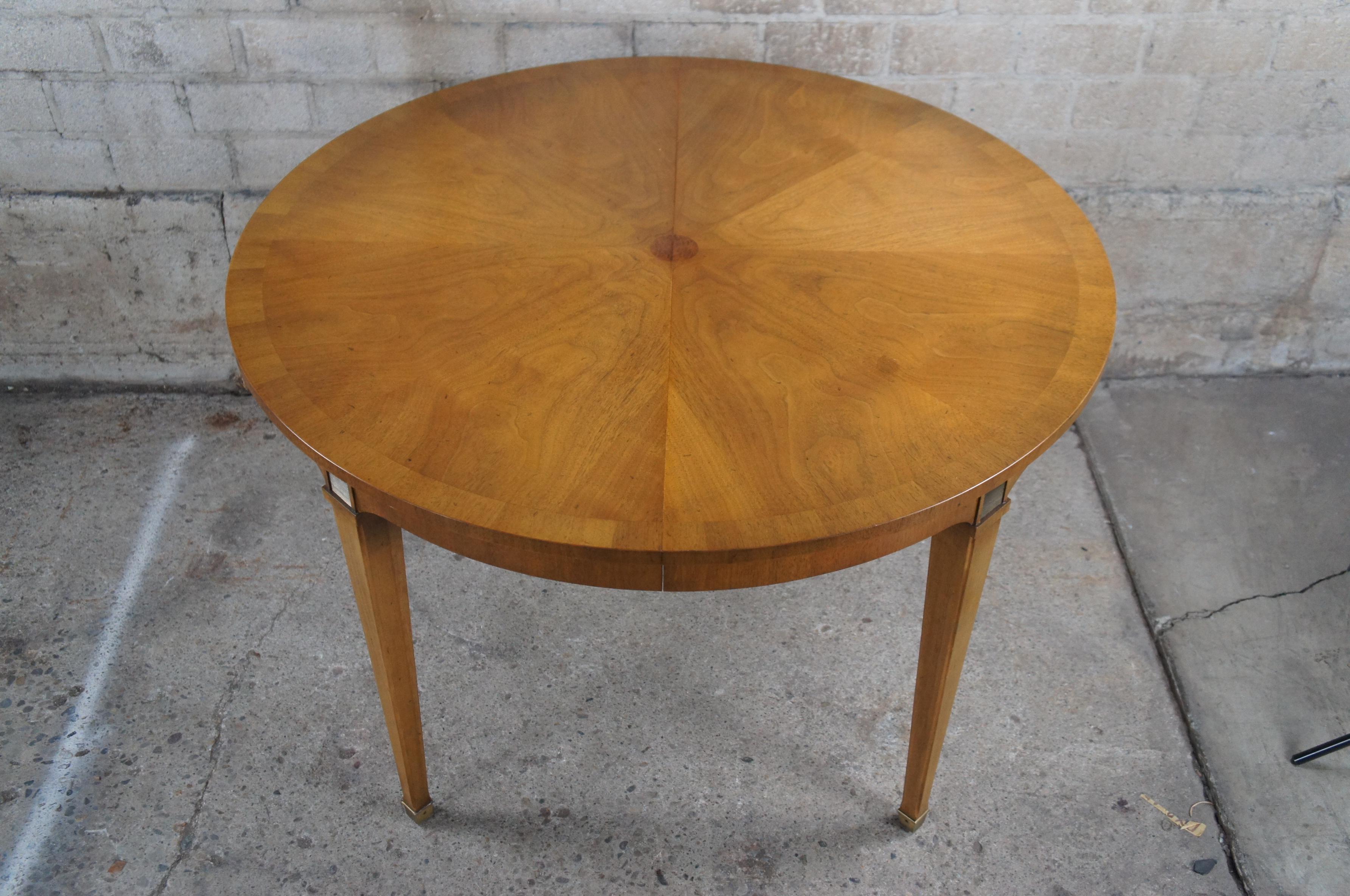 Mid-20th Century Vintage Baker French Directoire European Walnut Round Dining Breakfast Table