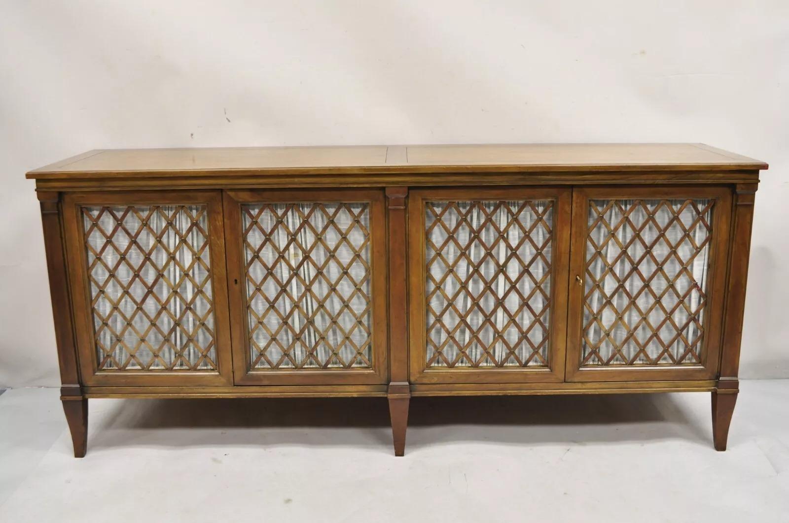 Credenza Buffet Sideboard Baker d'epoca in stile impero francese in ciliegio con ante a reticolo in vendita 6